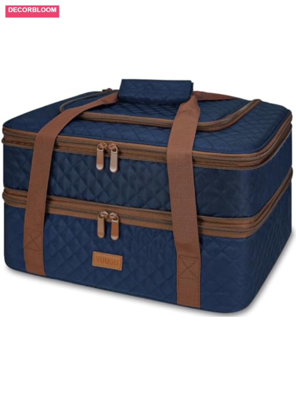 Quilted Insulated Double Casserole Carrier Thermal Lunch Tote Fits 9x13 Dish